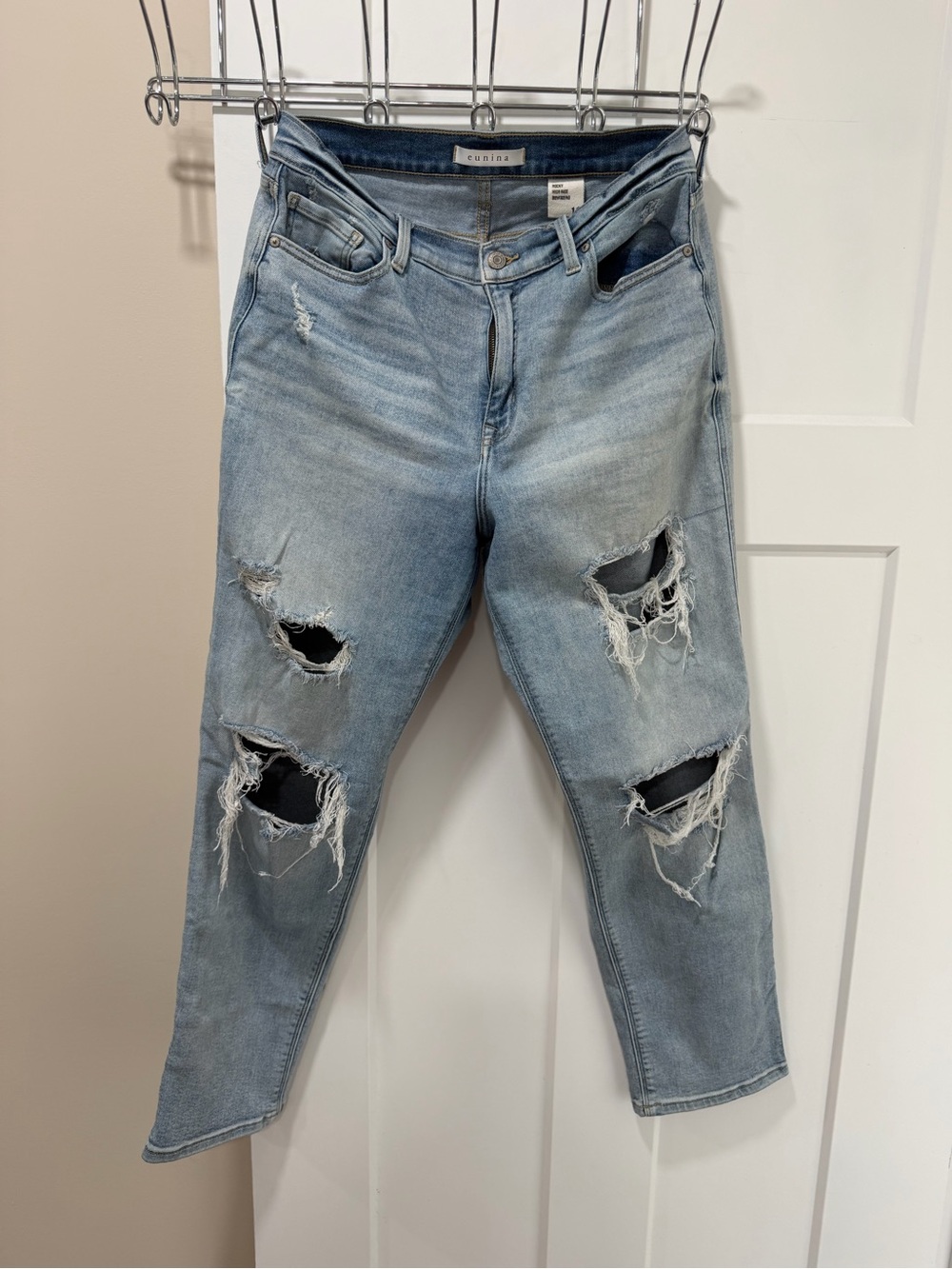eunina Light Blue Distressed Boyfriend Jeans